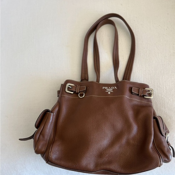 Prada Vitello Daino Side Pocket Tote / Shoulder Bag in Brown - Picture 7 of 8
